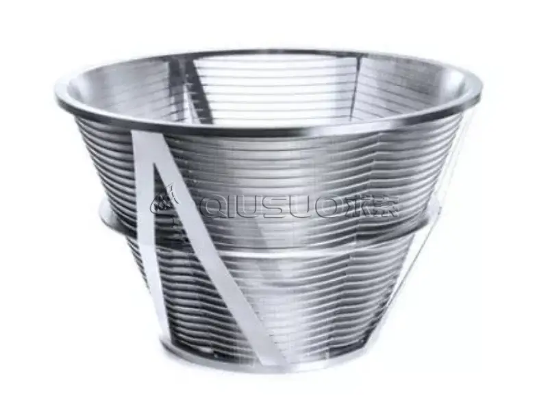 A centrifuge basket with a fame on external surface.