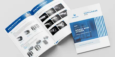 Two wedge wire products brochure on the table.