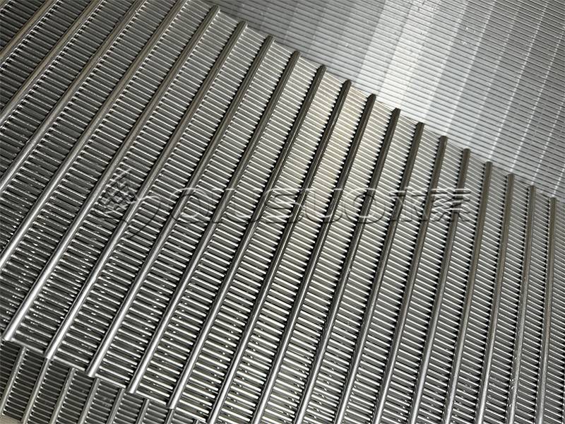A piece of wedge wire screen panel in back view.