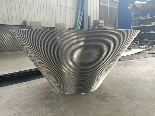 A wedge wire screen basket