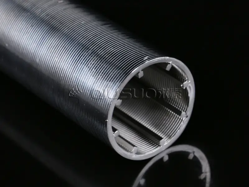 A perfect round type wedge wire screen tube on the black background